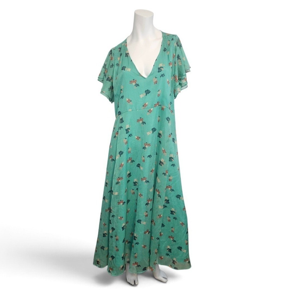 The Nines by Hatch Women's Floral Print Maternity Midi Dress Green XL